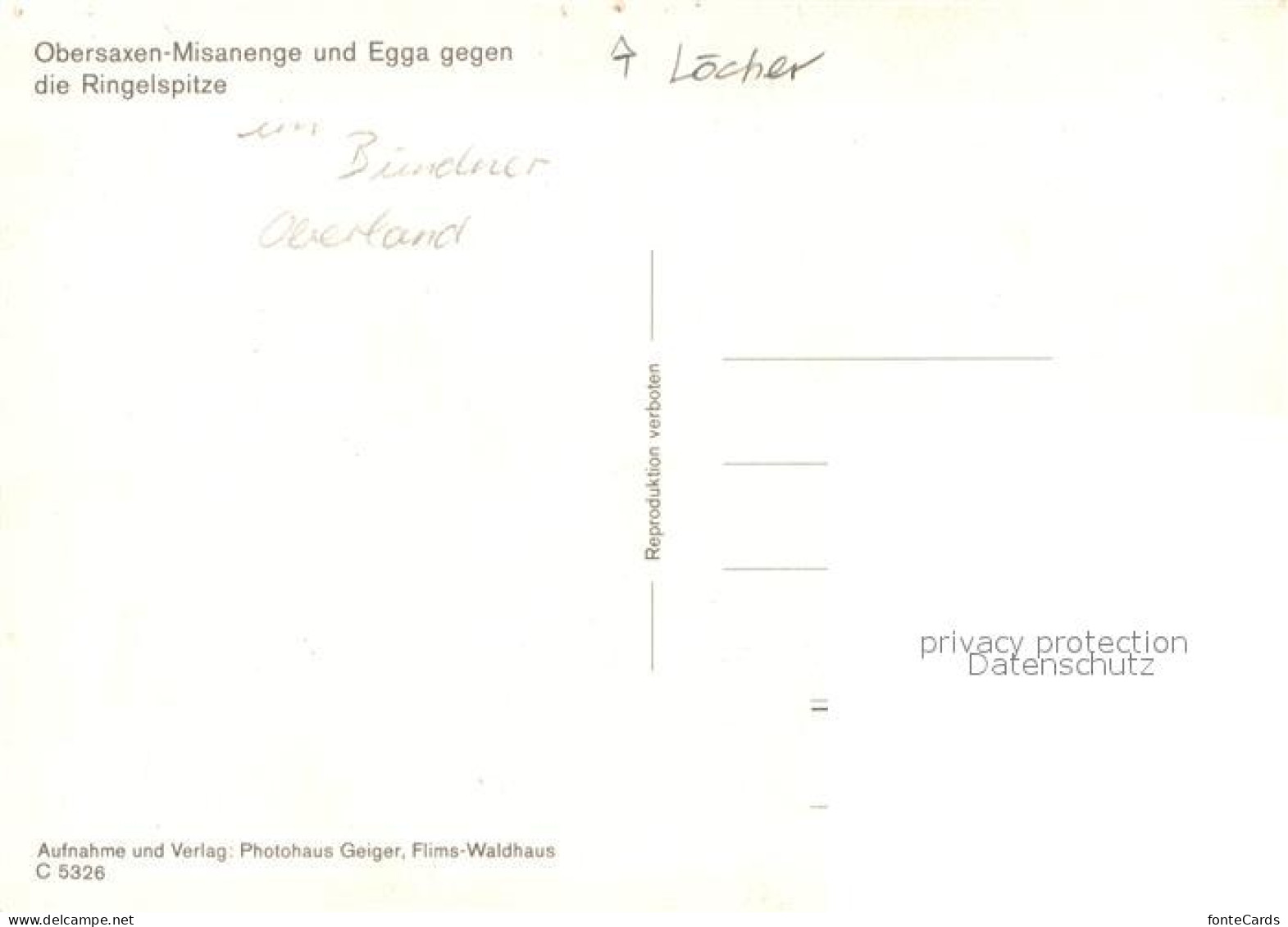 13003108 Misanenga Obersaxen Und Egga Mit Ringelspitze Misanenga Obersaxen - Other & Unclassified