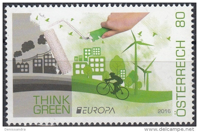 Österreich 2016 Yvert 3096 Neuf ** Cote (2017) 2.40 € Europa CEPT Pensez En Vert - Unused Stamps