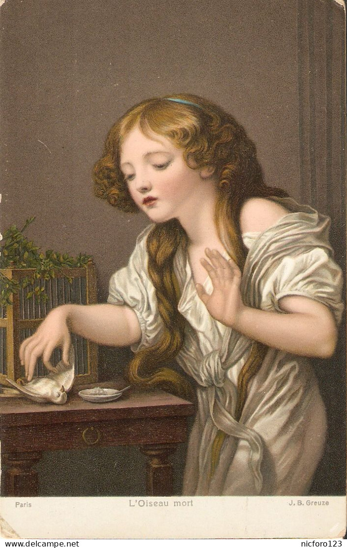 "J.B.Greuze. L'Oiseau Mort ". Fine Art, Painting, Stengel Postcard # 29212 - Schilderijen