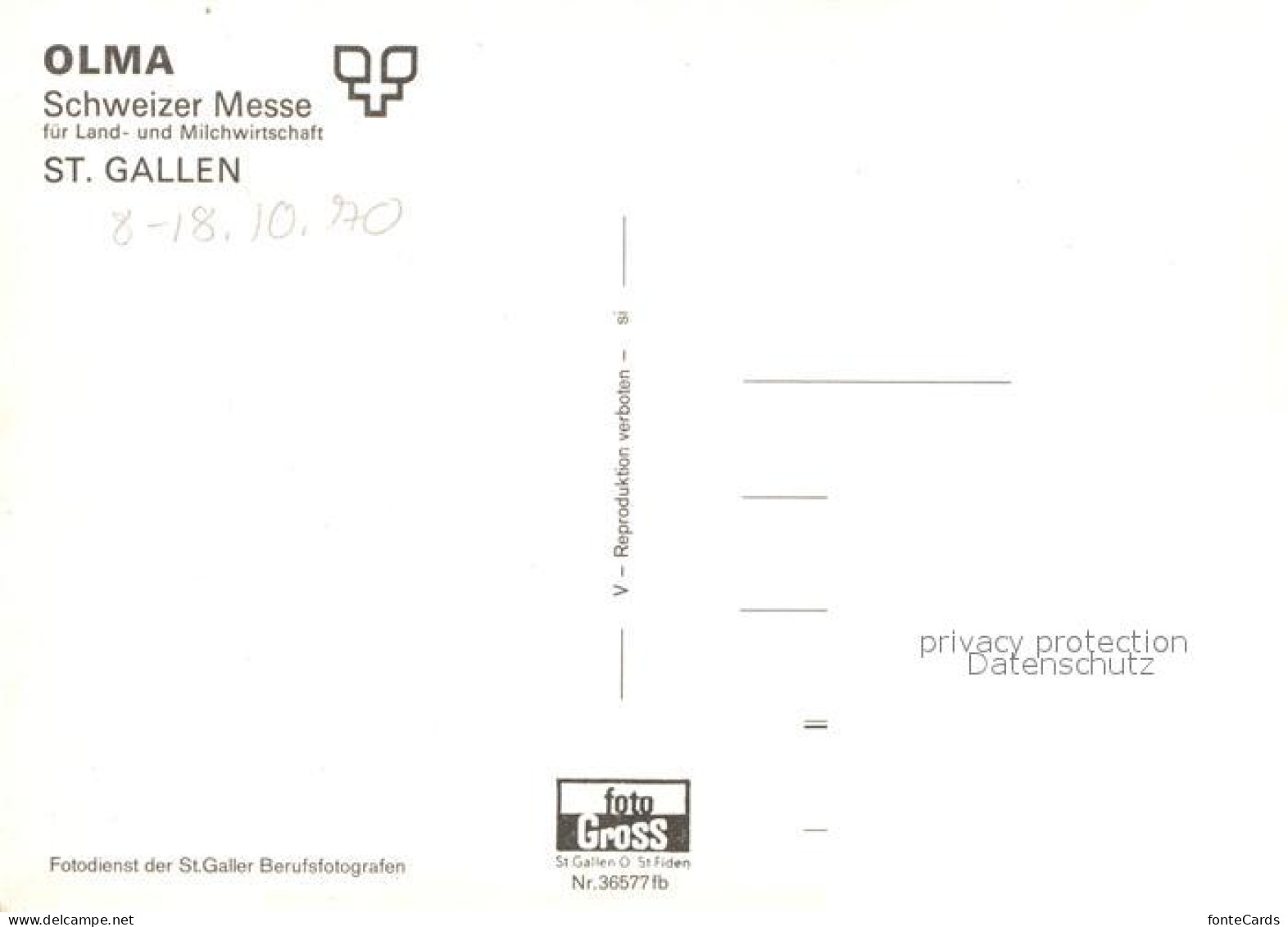 13003083 St Gallen SG OLMA Schweizer Messe Fuer Land Und Milchwirtschaft Details - Other & Unclassified