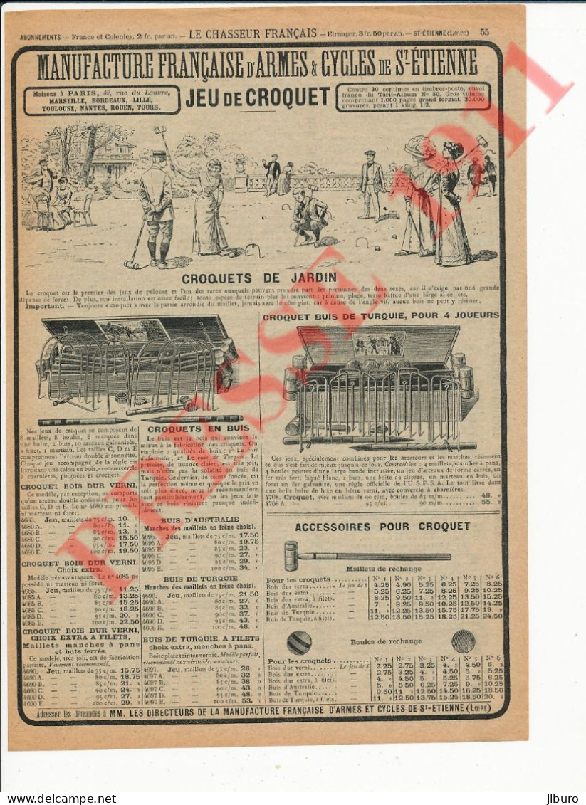 Publicité Vintage 1911 Jeu De Croquet De Jardin Ancien + (au Verso) Voiture Cottereau + Landaulet Darrack Etc ...216CH26 - Reclame