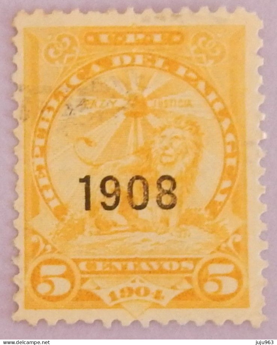 PARAGUAY YT 170 OBLITERE "LION" ANNÉE 1908 - Paraguay