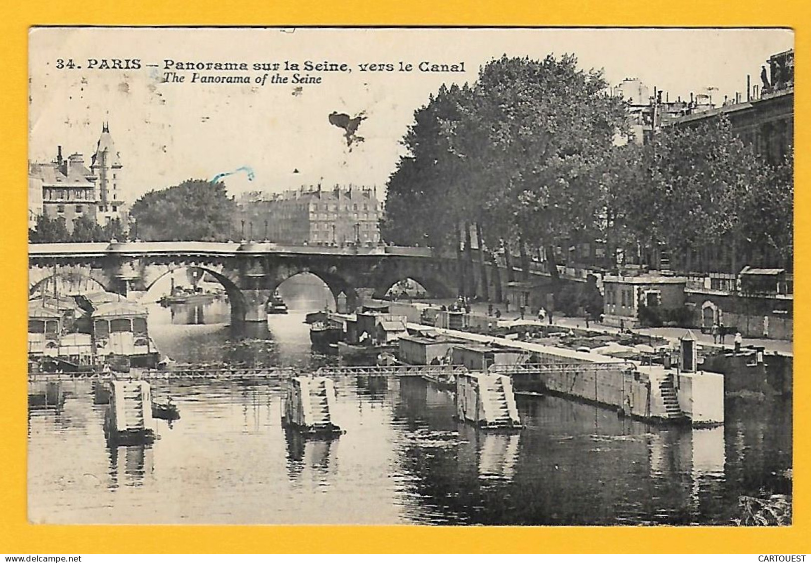 CPA PARIS - PANORAMA Sur La SEINE Vers Le CANAL 1926 - Autres & Non Classés