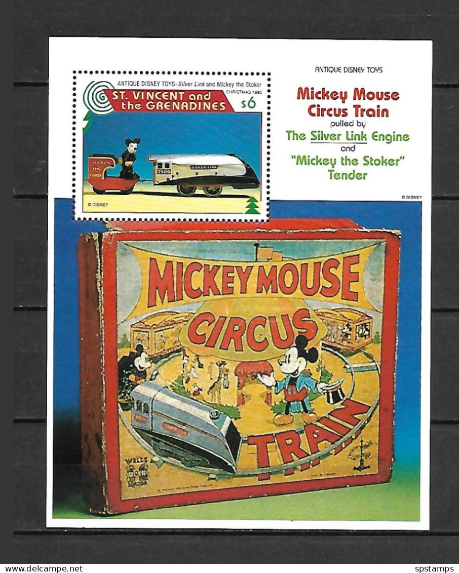 Disney St Vincent Gr 1995 Mickey's Circus Train MS MNH - Disney