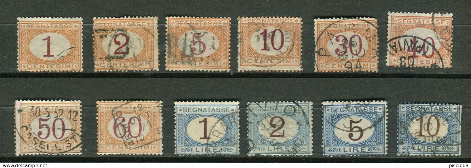 REGNO 1870-94 SEGNATASSE SERIE CPL. 12 VALORI USATA - Portomarken