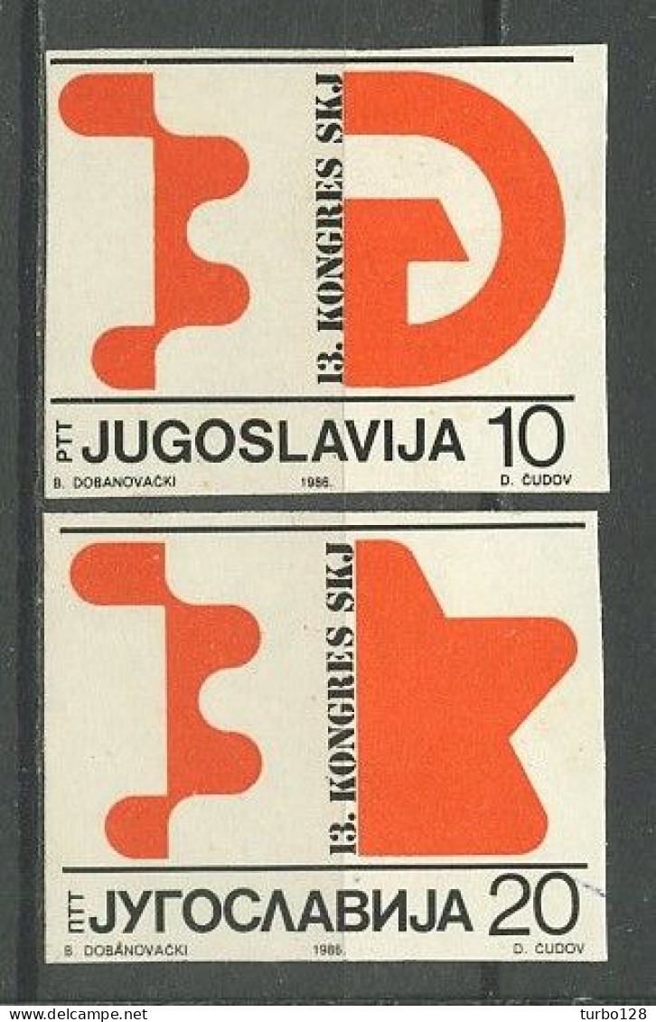YOUGOSLAVIE 1986 N° 2064/2065 ** Non Dentelé Neufs MNH Superbes Congrès Du Parti Communiste Fédératif Emblème - Unused Stamps