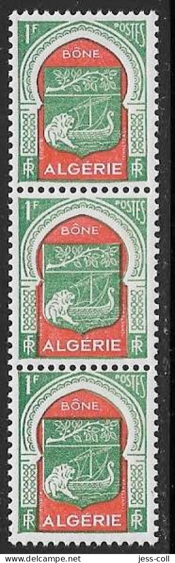 Yvert 337 1 F Vert Et Rouge - ** - Bande De Trois - Unused Stamps
