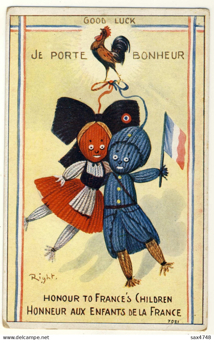 Guerre 14 Patriotique - Je Porte Bonheur ( Coq ) - Honneur Aux Enfants De La France - Right