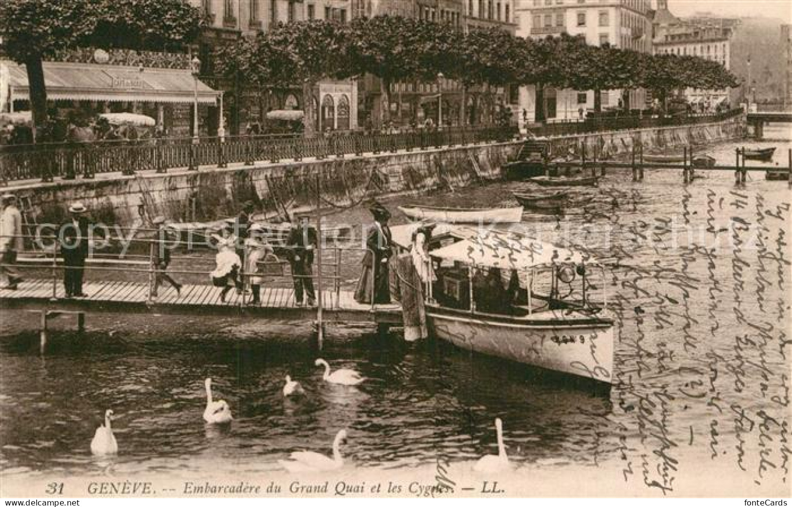 12994594 Geneve GE Embarcadere Du Grand Quai Et Les Cygnes Geneve - Andere & Zonder Classificatie