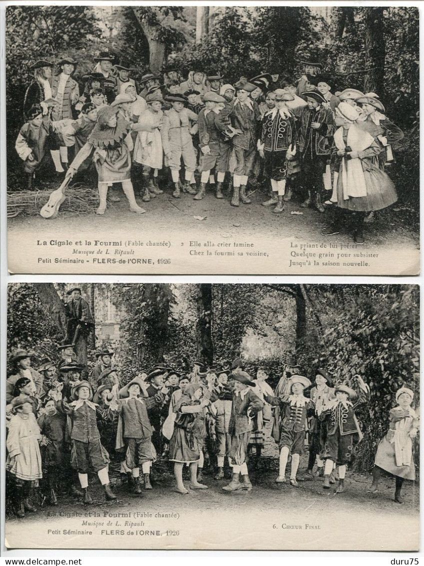 LOT 2 CPA * Petit Séminaire FLERS De L'ORNE 1926 La Cigale Et La Fourmi Fable Chantée (Troupe Théâtre) - Flers