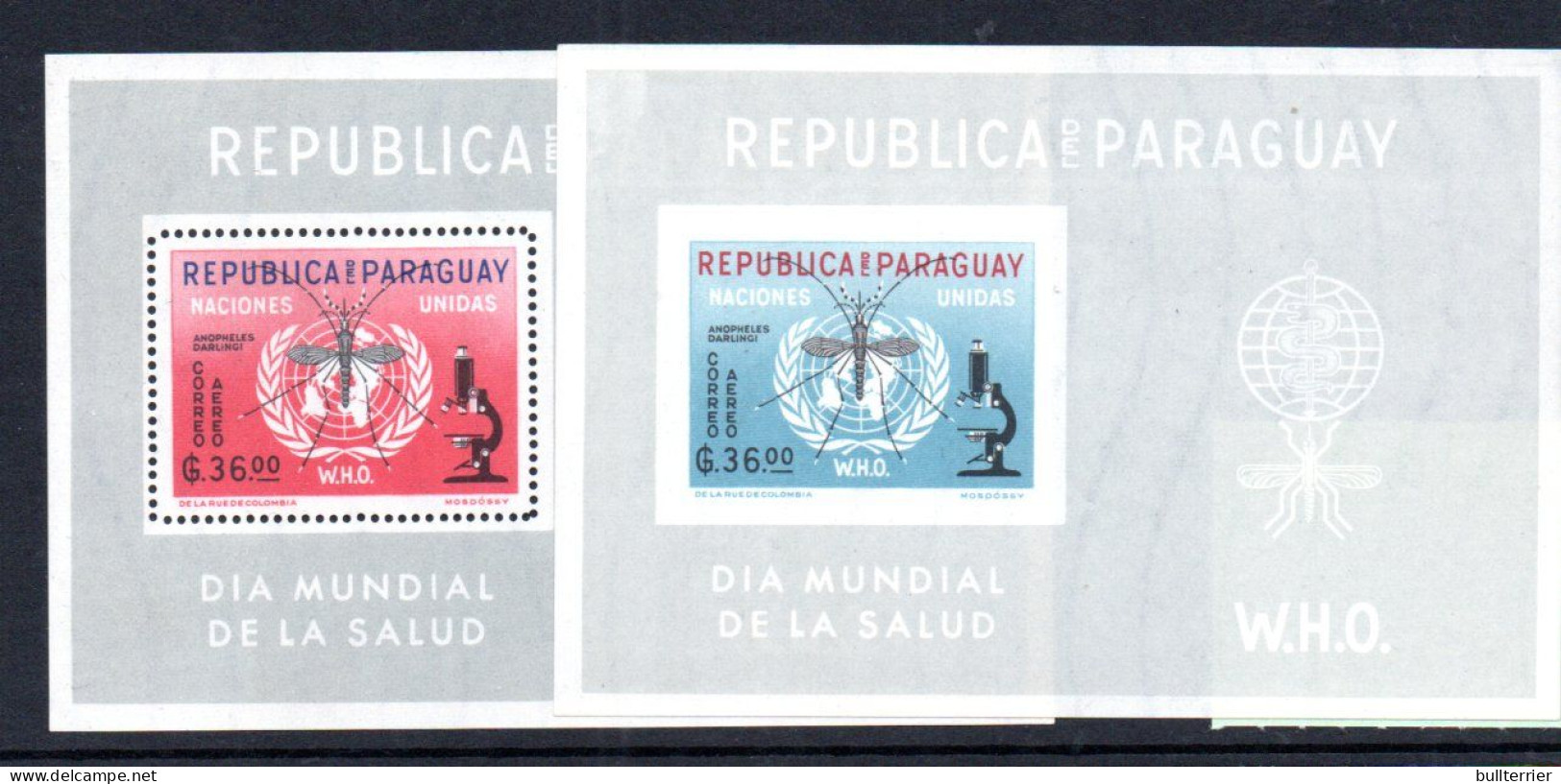 MEDICINE - Paraguay - 1962 -Malaria Eradication S/sheets Perf & Imperf  Mint  Never Hinged  Sg Cat £44+ - Geneeskunde