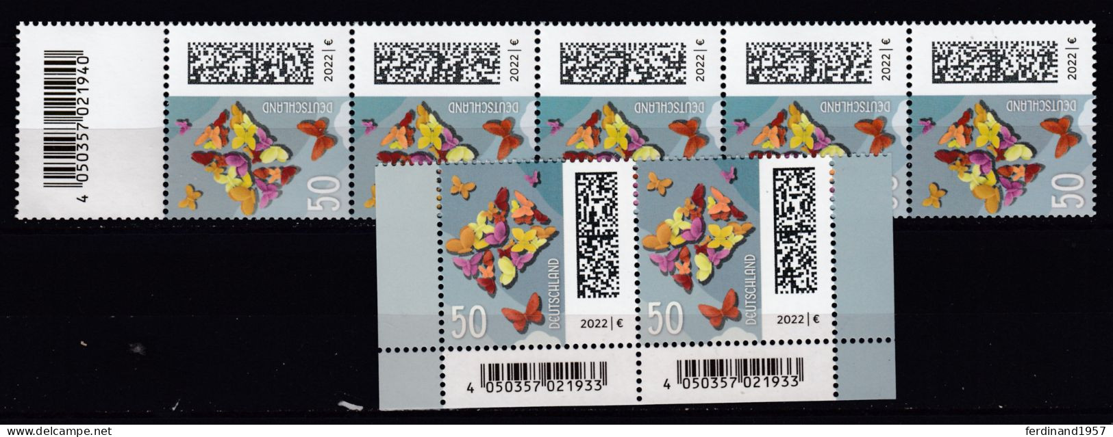 BRD 2022 Mi.3714 Als Paar+3714-R Nassklebende Postfrische** 5-er Streifen MNH - Neufs