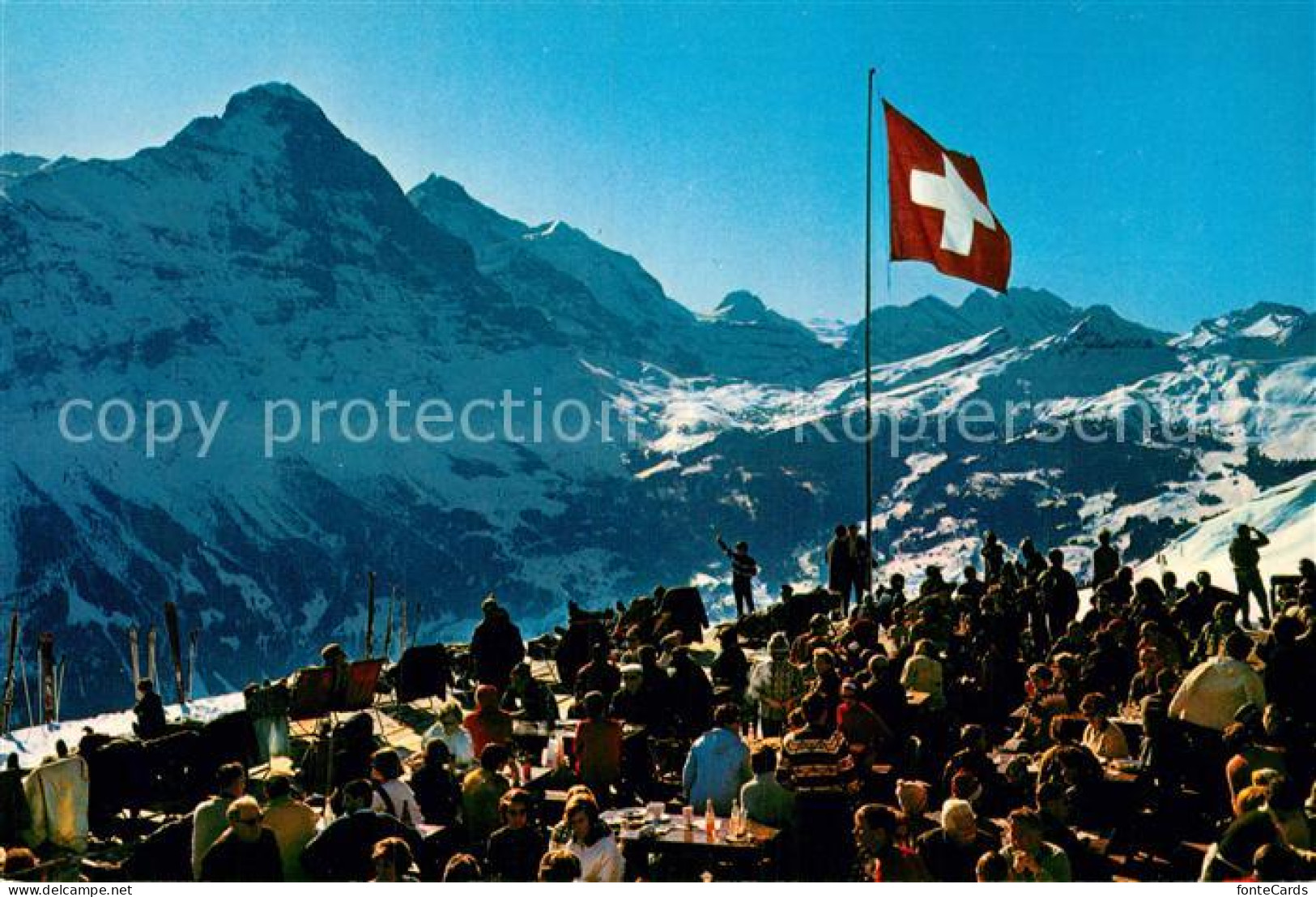 12986798 Grindelwald Bergrestaurant First Sonnenterrasse Eiger Jungfrau Tschinge - Andere & Zonder Classificatie