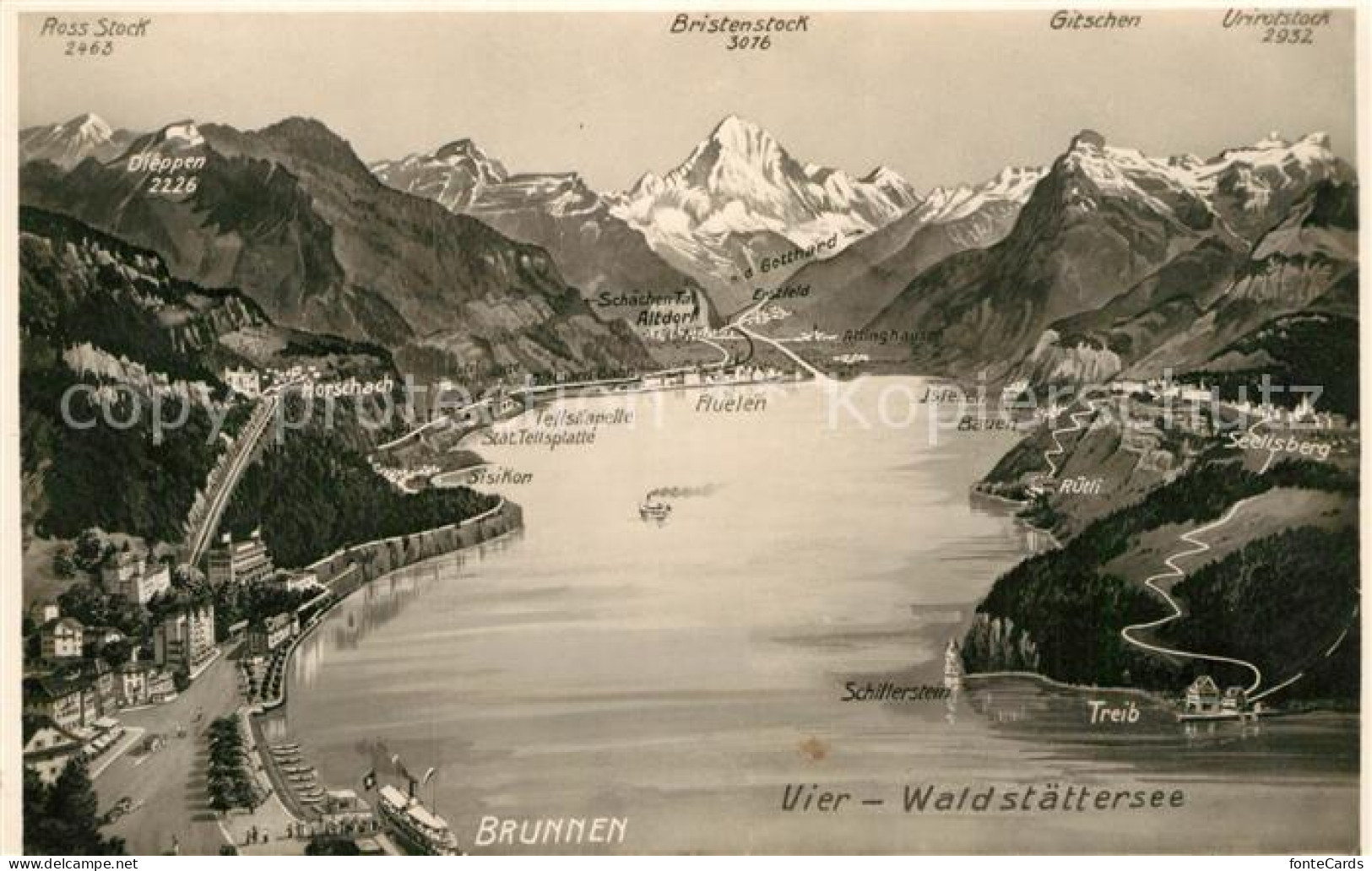 12984698 Brunnen Vierwaldstaettersee SZ Und Umgebung Alpenpanorama Aus Der Vogel - Otros & Sin Clasificación