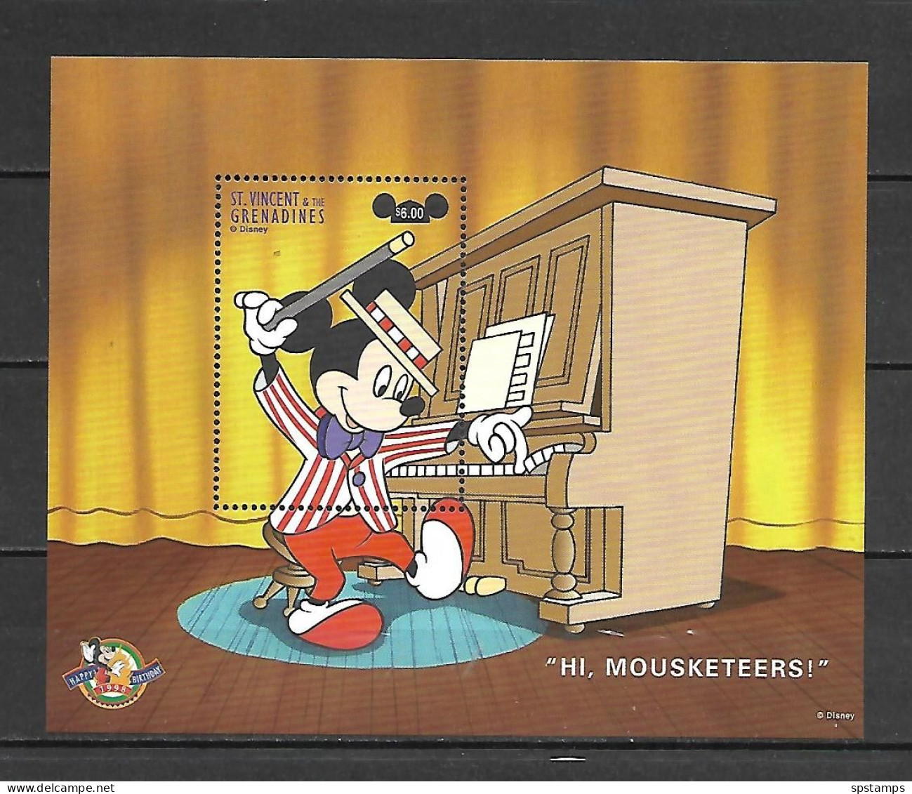 Disney St Vincent Gr 1998 Hi Mousketeers MS MNH - Disney