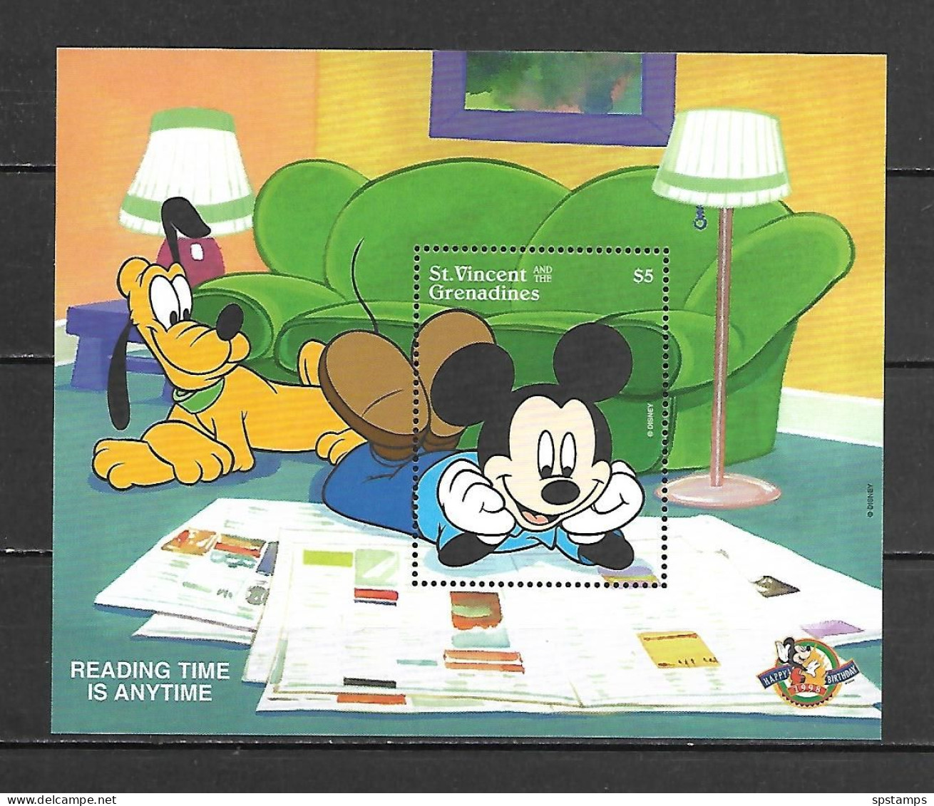 Disney St Vincent Gr 1998 Reading Time Is Anytime  MS MNH - Disney