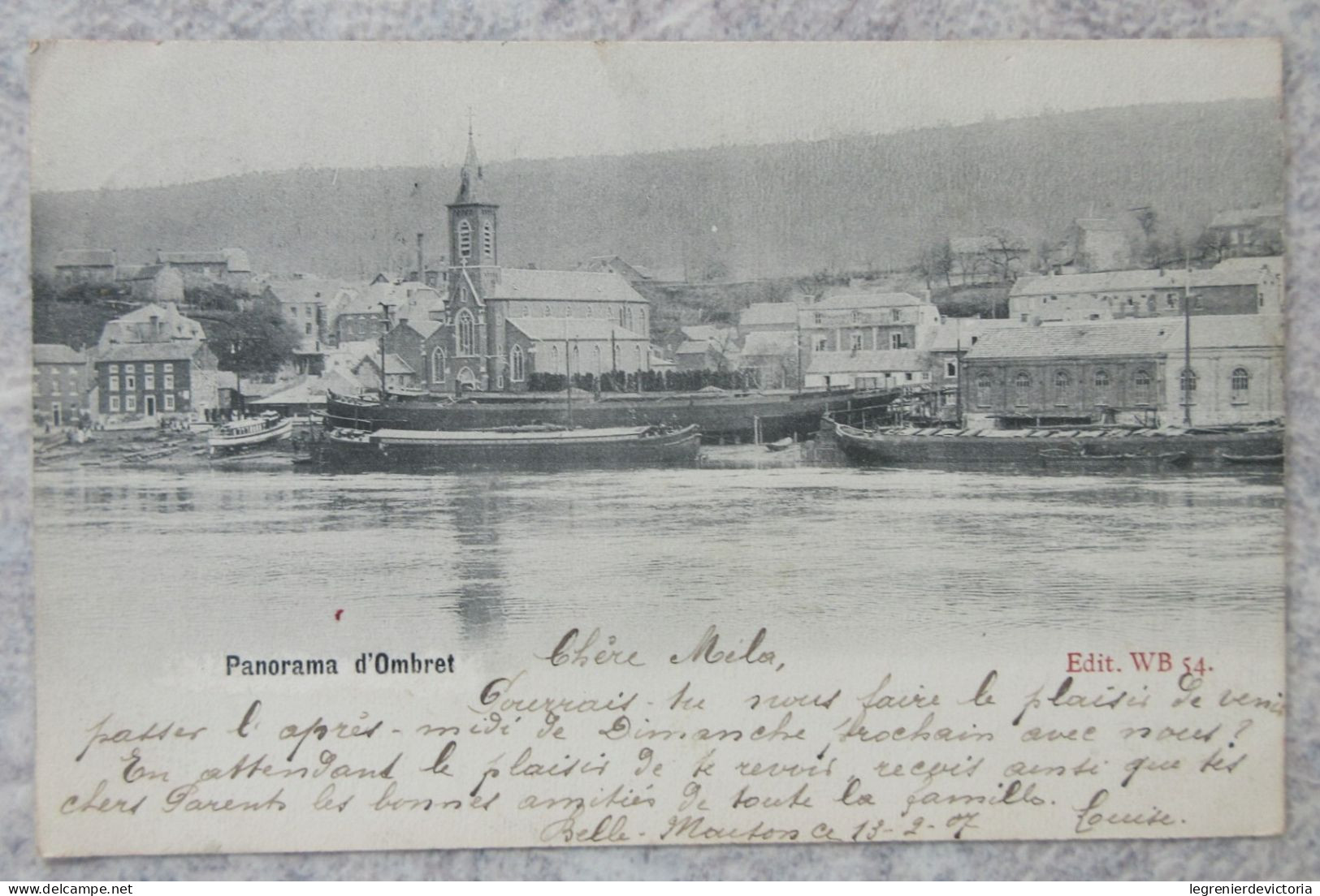 CPA OMBRET - Panorama - Péniches Bateau - Weismes