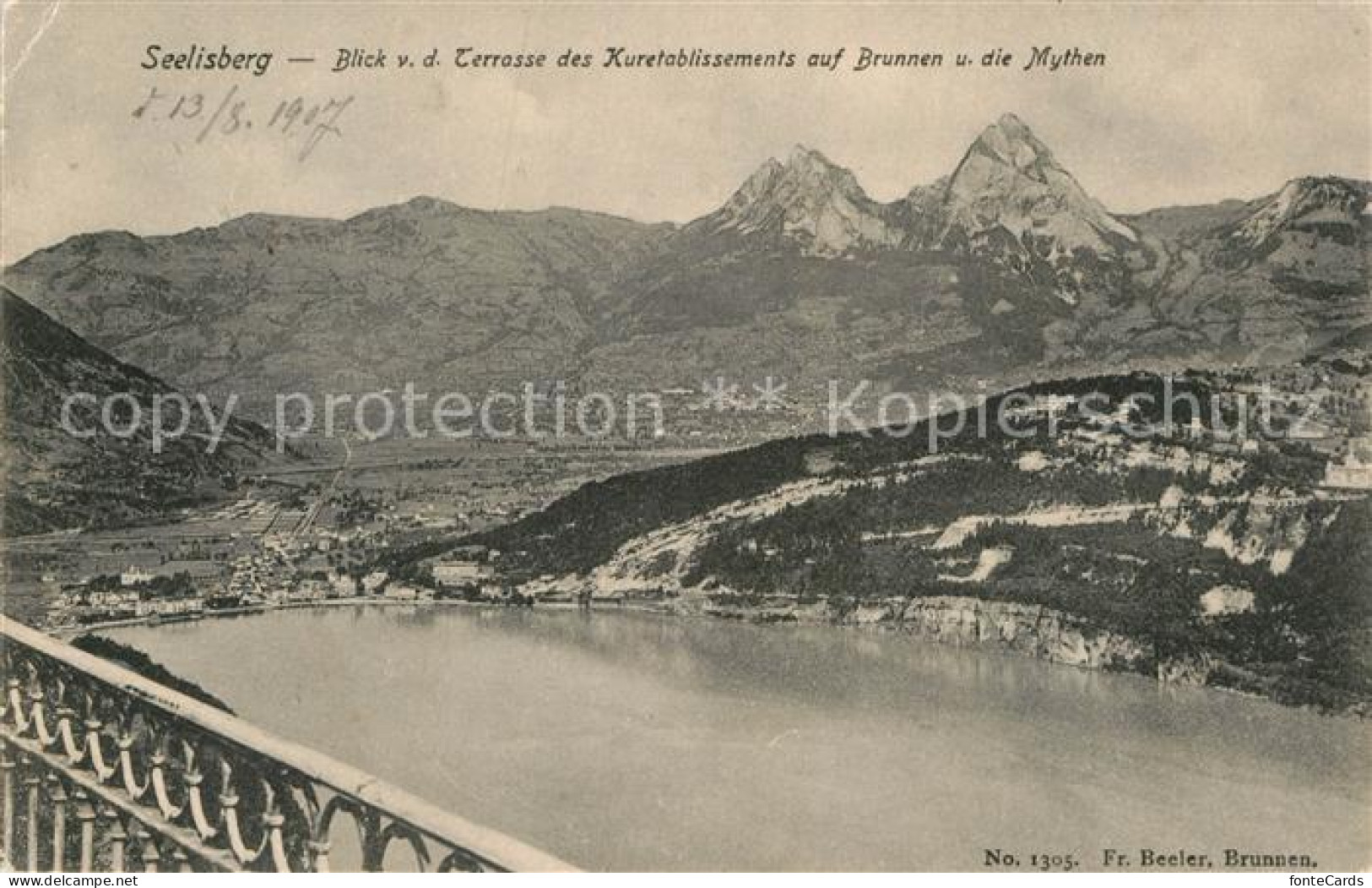 12981993 Seelisberg UR Blick Von Terrasse Des Kuretablissements Auf Brunnen Und  - Sonstige & Ohne Zuordnung