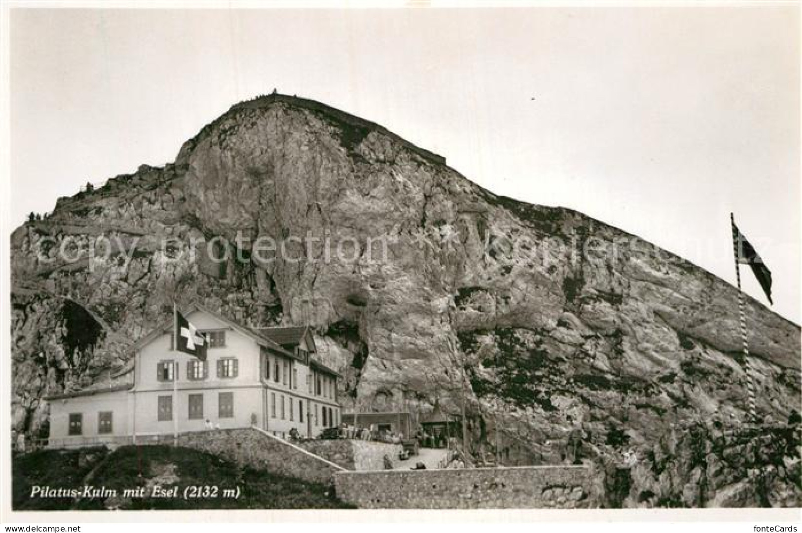 12981972 Pilatus Kulm Berghaus Mit Esel Schweizer Flagge Pilatus Kulm - Andere & Zonder Classificatie