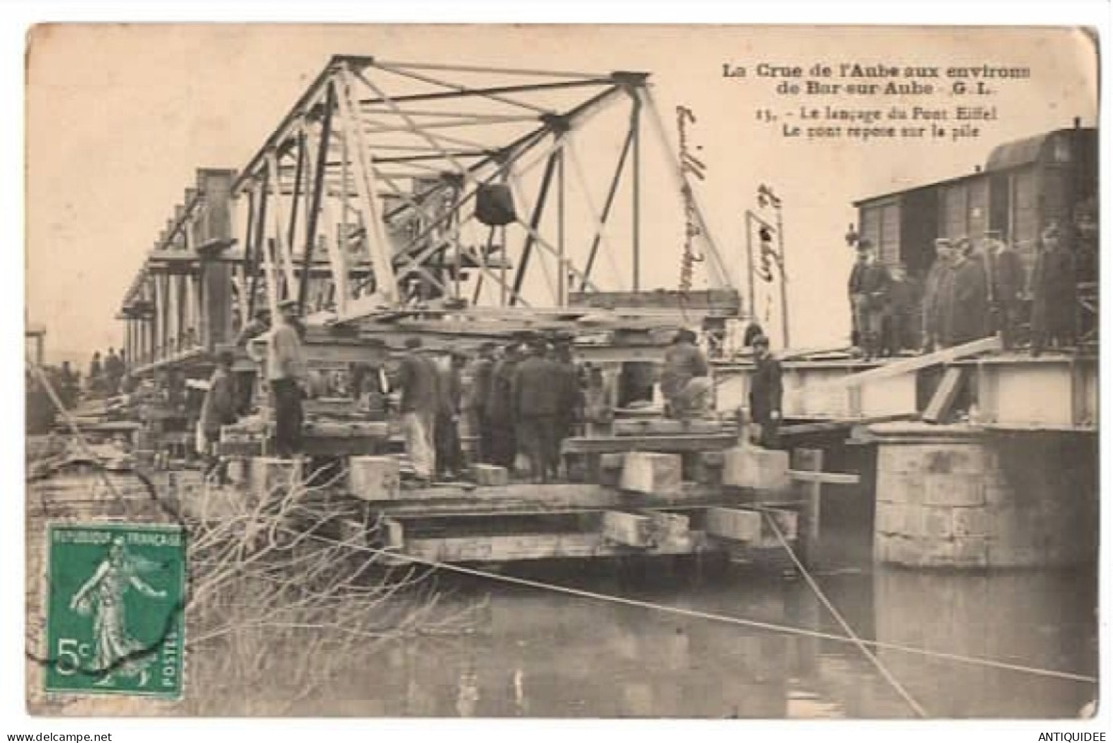 BAR-sur-AUBE - La Crue De L'Aube Aux Environs De BAR-sur-AUBE - Le Lançage Du Pont Eiffel - (15 Mars 1910 ) - - Bar-sur-Aube