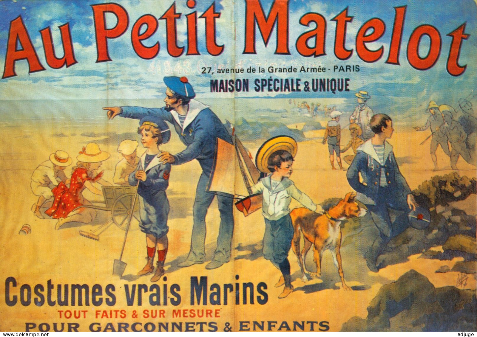 CPM-Affiche Publicité  Repro Litho "au Petit Matelot"  MODE Costumes Marins Pour Garçonnets *TBE - Advertising