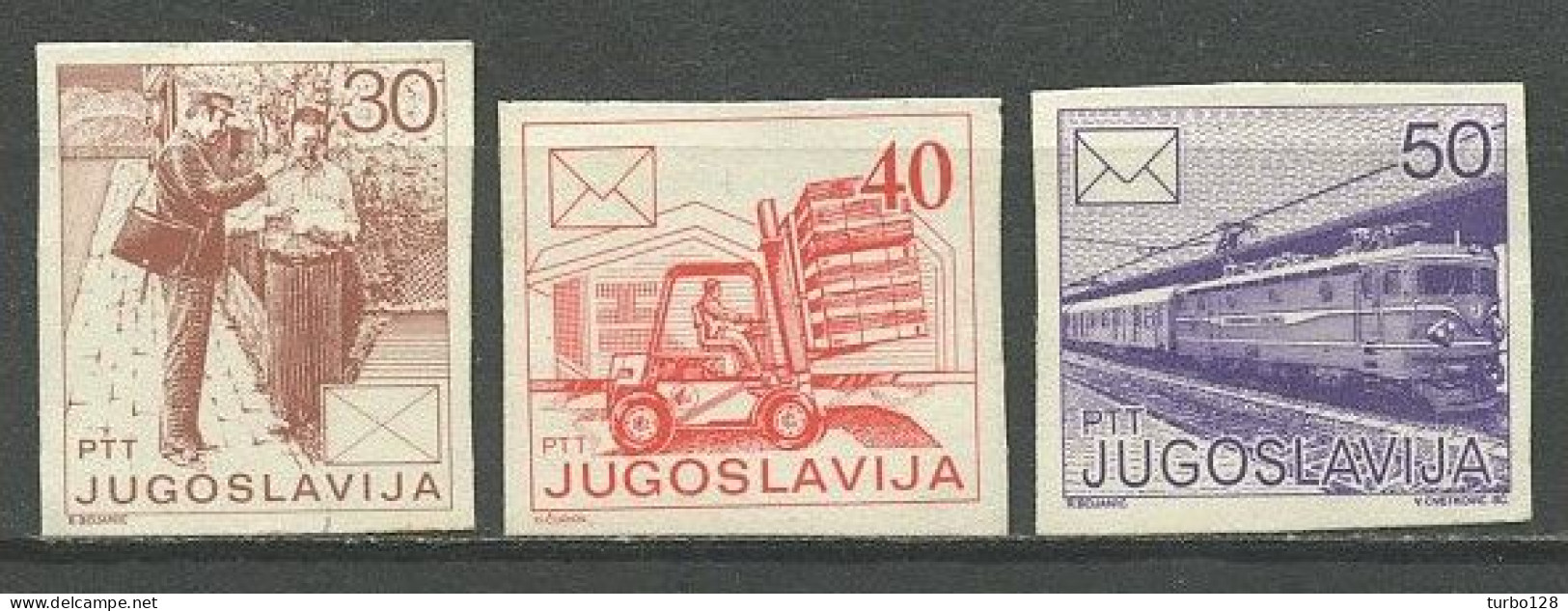 YOUGOSLAVIE 1986 N° 2052/2056 Non Dentelés ** Neufs MNH Superbes Bateau Ship Train Facteur La Poste Transports - Unused Stamps