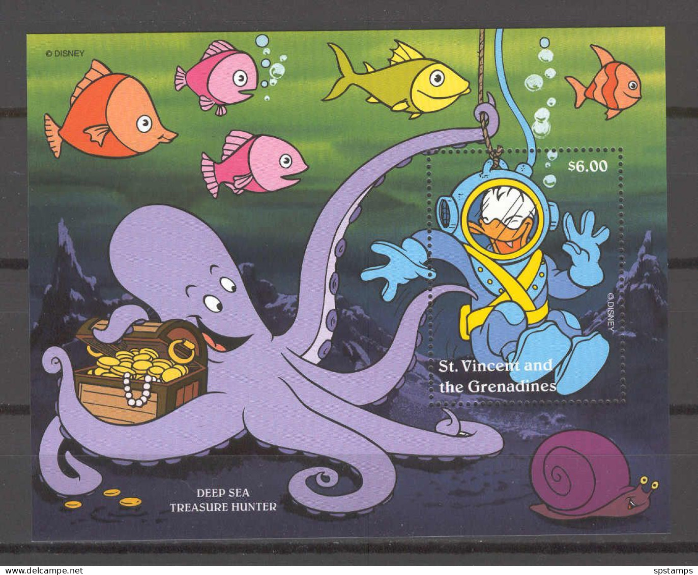 Disney St Vincent Gr 1996 Donald - Deep Sea Treasure Hunter MS MNH - Disney