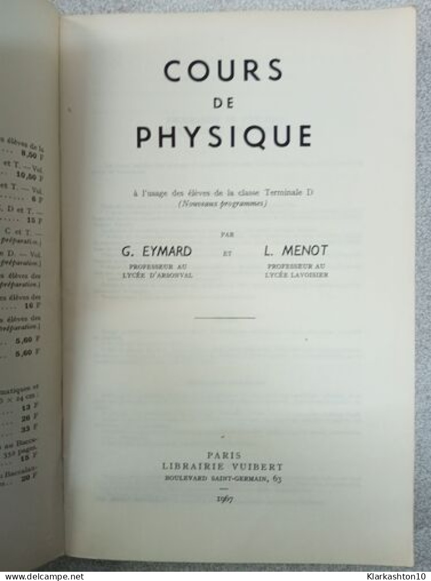 Cours De Physique - Other & Unclassified