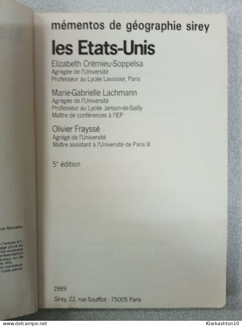 LES ETATS-UNIS. 5e édition - Andere & Zonder Classificatie