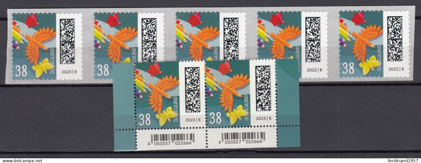 BRD 2022 Mi.3734 Als Nassklebende Paar+3742-SK-Postfrische** 5-er Streifen MNH - Unused Stamps