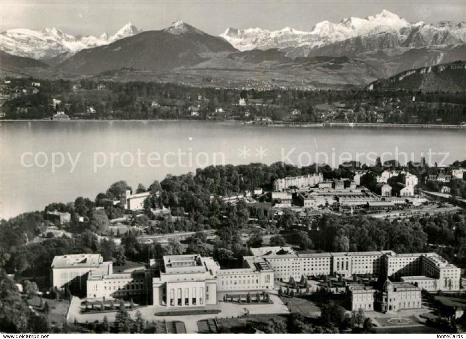 12964624 Geneve GE Palais Des Nations Unies Et Le Mont Blanc Lac Leman Vue Aerie - Altri & Non Classificati