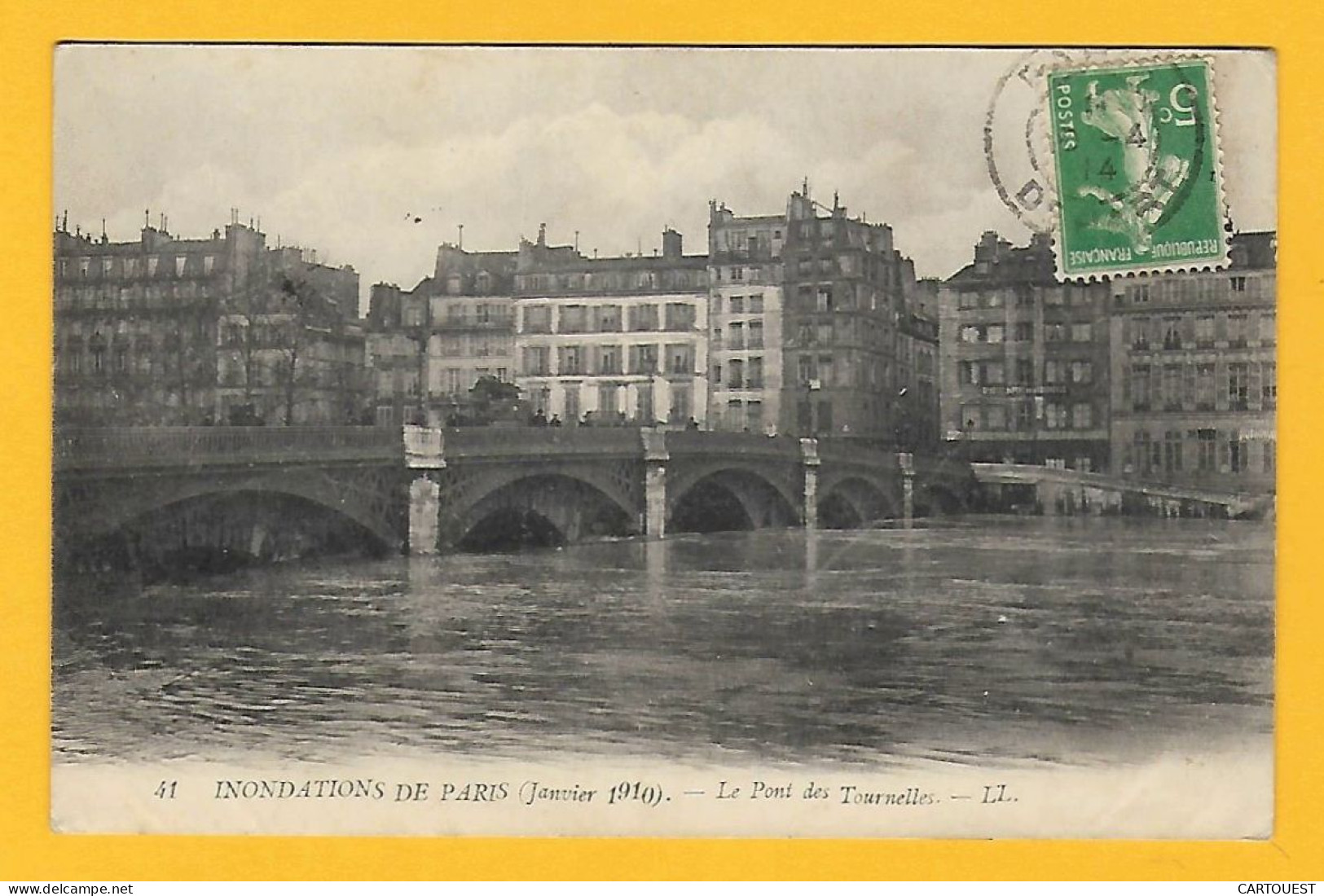 CPA PARIS - Inondation JANVIER 1910 - Pont Tournelles - Voyagée - 1914 - La Crecida Del Sena De 1910