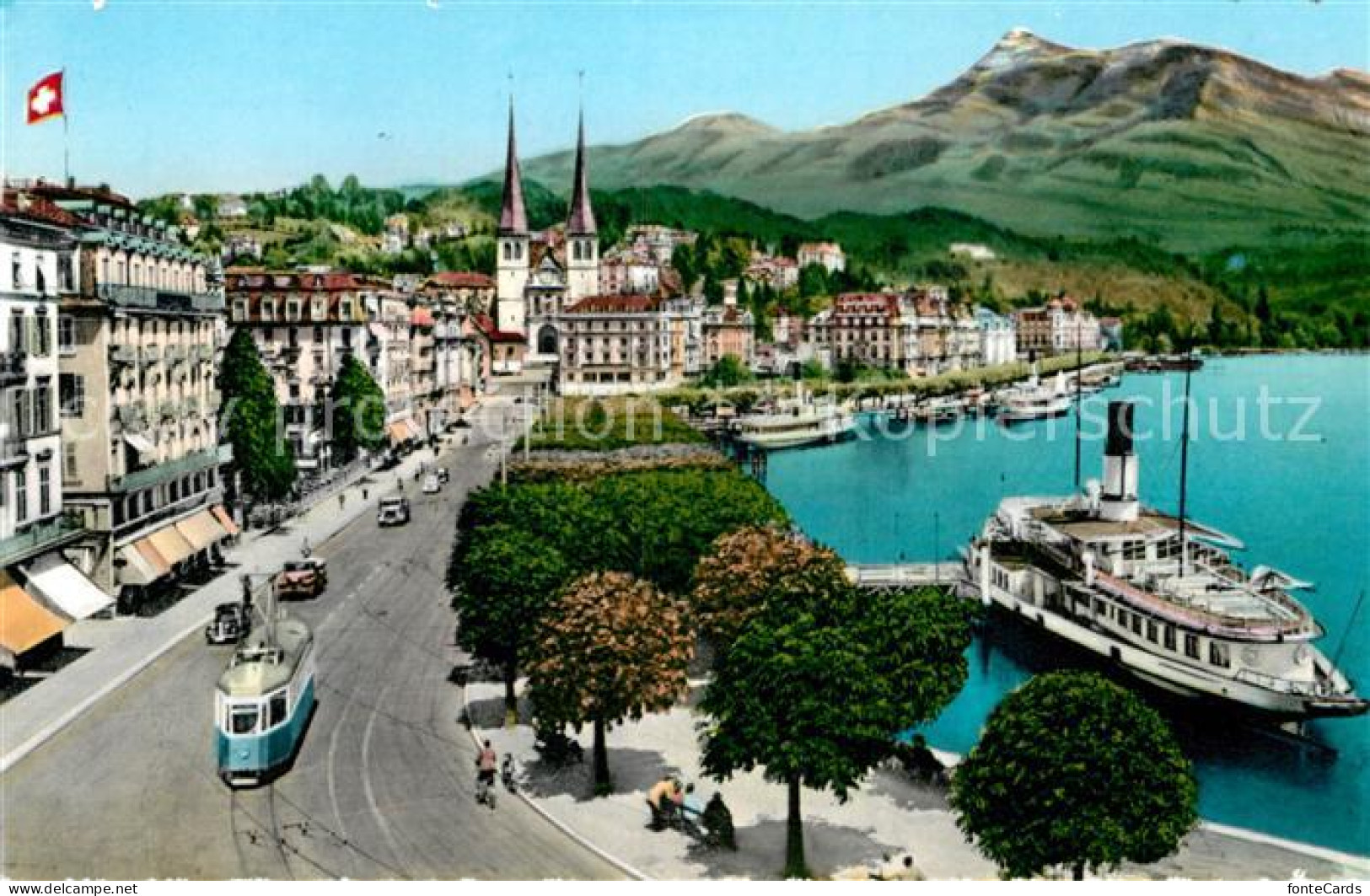 12956834 Luzern LU Schweizerhofquai Mit Rigi Dampfer Anleger Luzern - Altri & Non Classificati