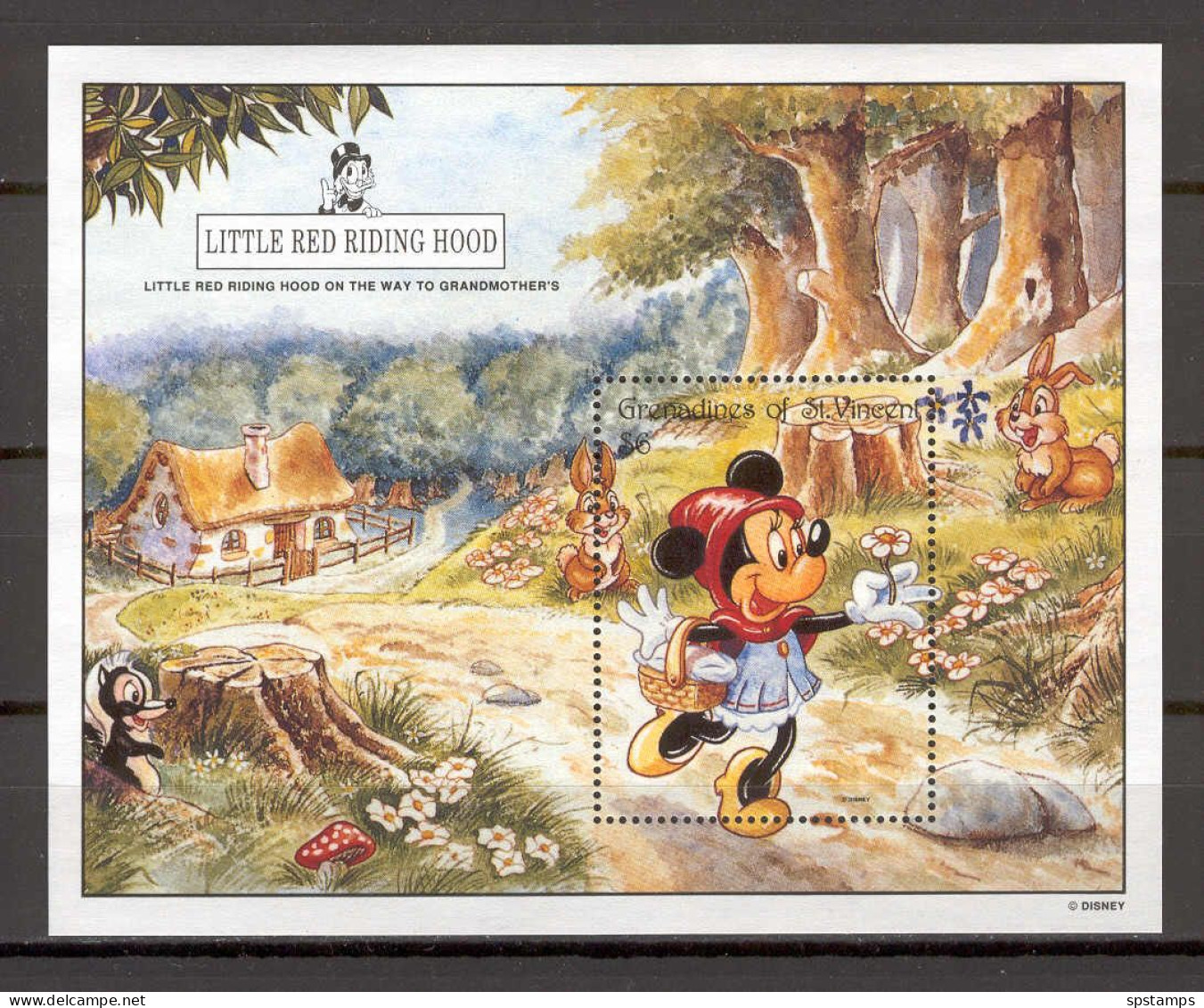 Disney St Vincent Gr 1992 Lillte Red Riding Hood MS #1 MNH - Disney