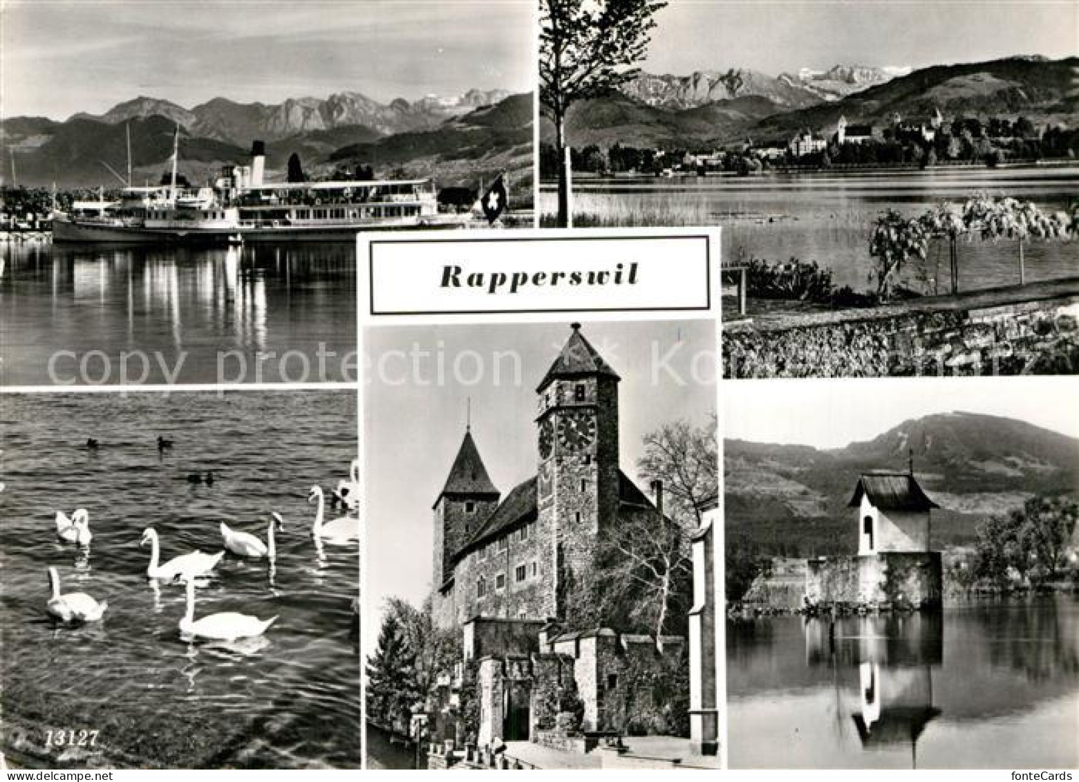 12952512 Rapperswil SG Am Zuerichsee Dampfer Schwaene Burg Kapelle Alpenblick Ra - Other & Unclassified