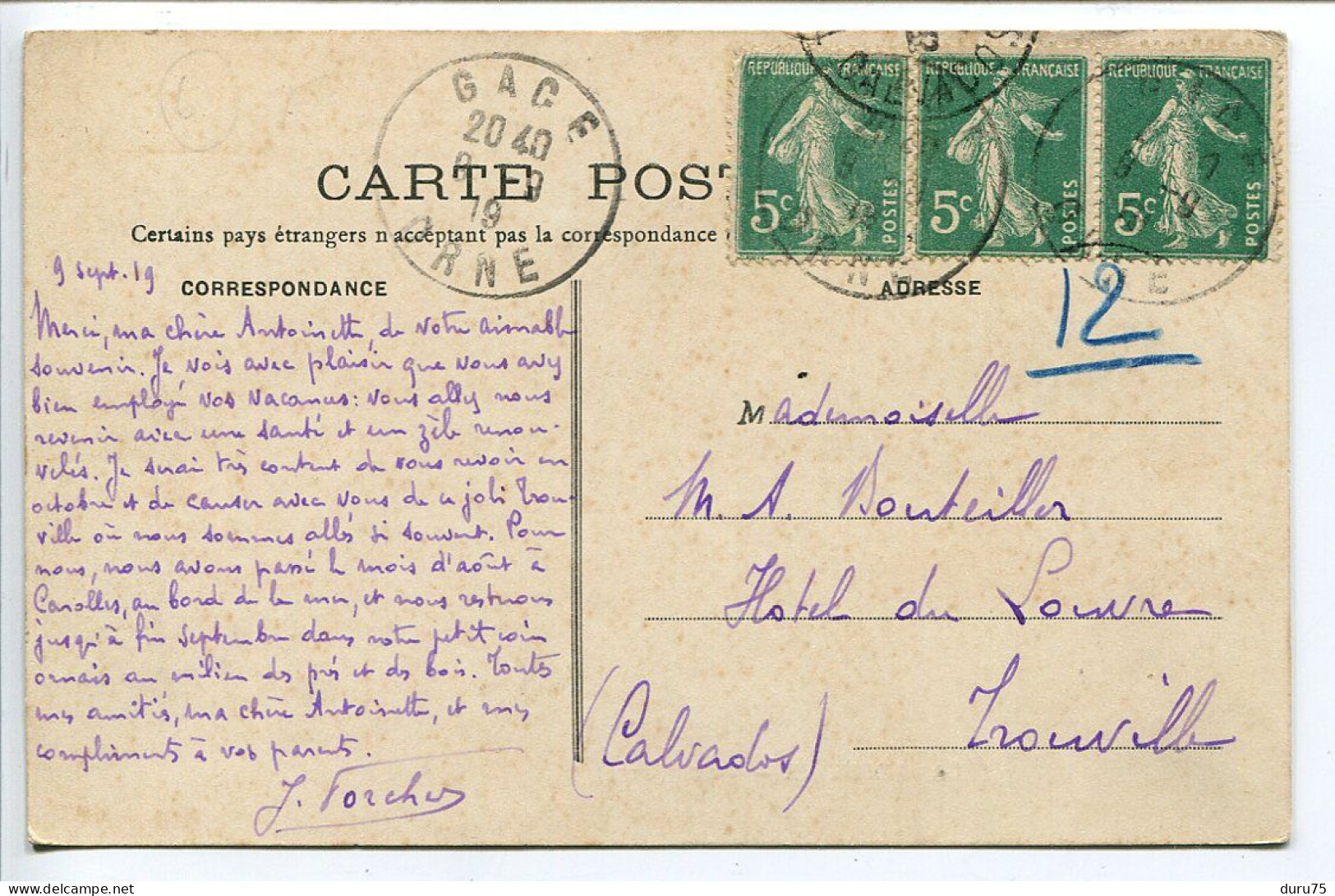 CPA Voyagé 1919 * GACÉ La ROSERAIE - Gace