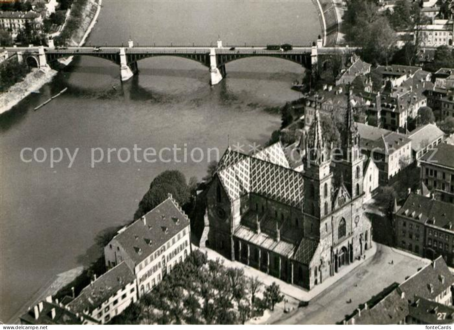 12941893 Basel BS Muenster Wettsteinbruecke Fliegeraufnahme Basel BS - Altri & Non Classificati