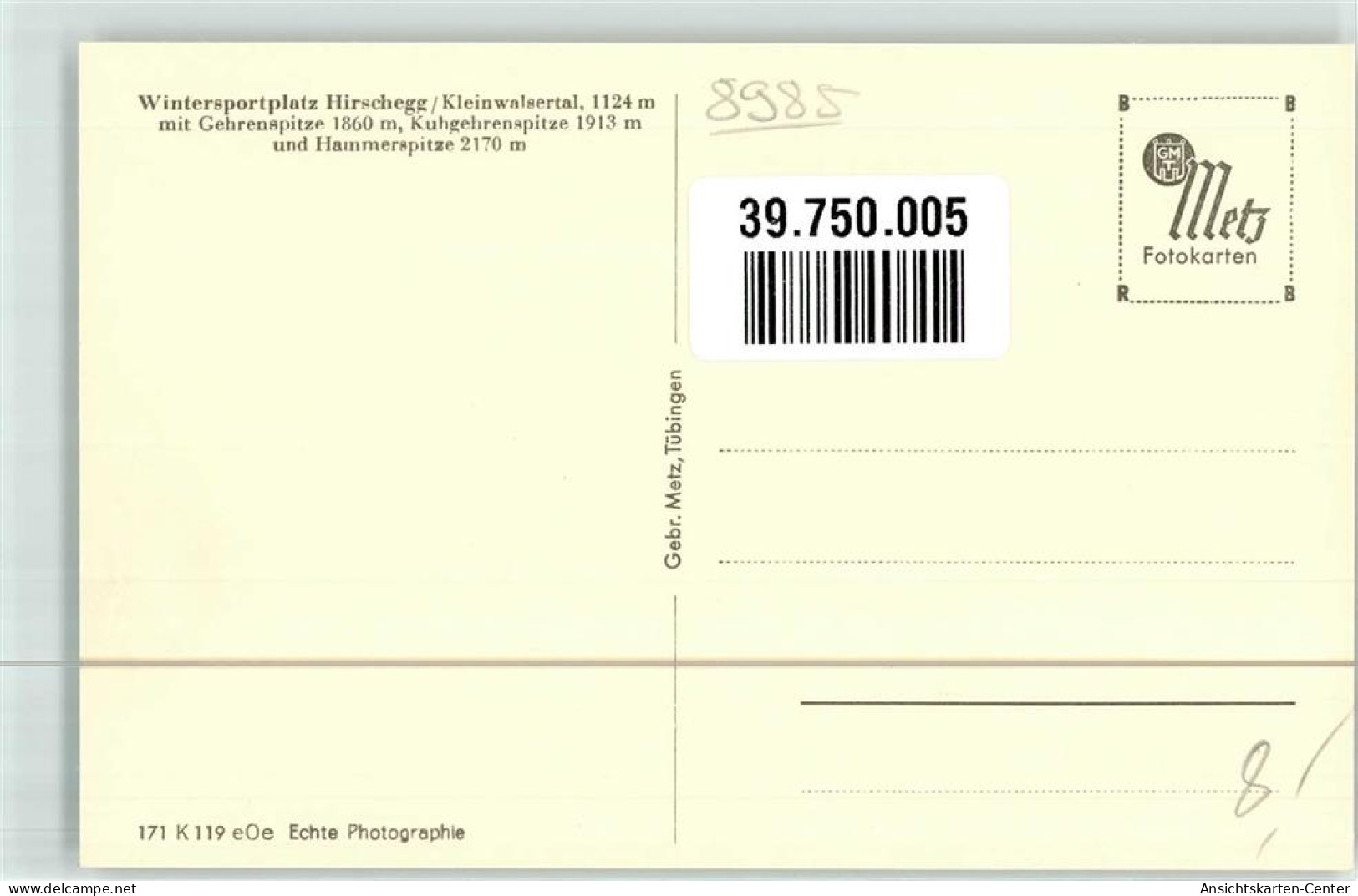 39750005 - Hirschegg , Kleinwalsertal - Autres & Non Classés