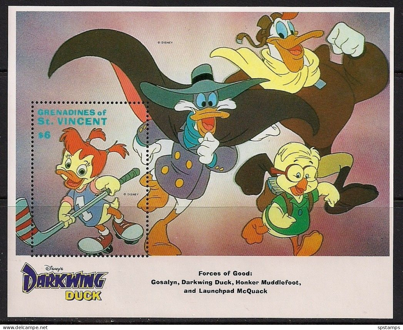 Disney St Vincent 1992 Darkwing Duck MS #3 MNH - Disney