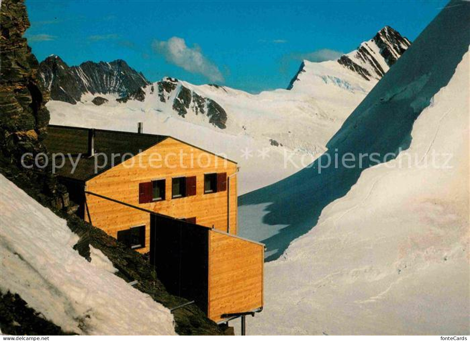 12929013 Moenchsjochhuette Berghaus Mit Schreckhorn Lauteraarhorn Walcherhorn Gr - Sonstige & Ohne Zuordnung