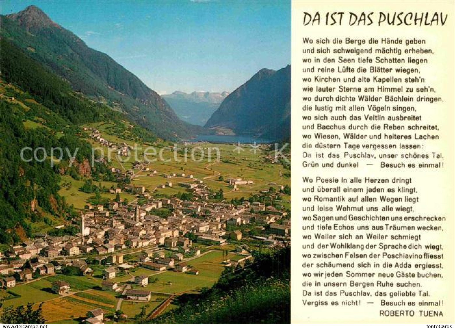 12928982 Poschiavo Panorama Blick Zum Le Prese See Gedicht Roberto Tuena Poschia - Andere & Zonder Classificatie