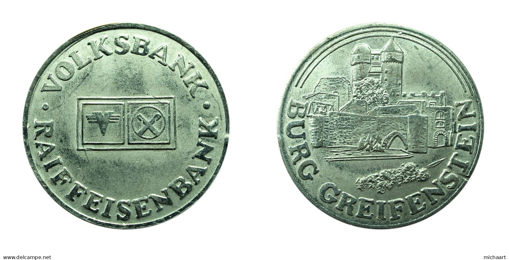 Austria Medal Burg Greifenstein Volksbank Raiffeisenbank 30mm 02126 - Sonstige & Ohne Zuordnung