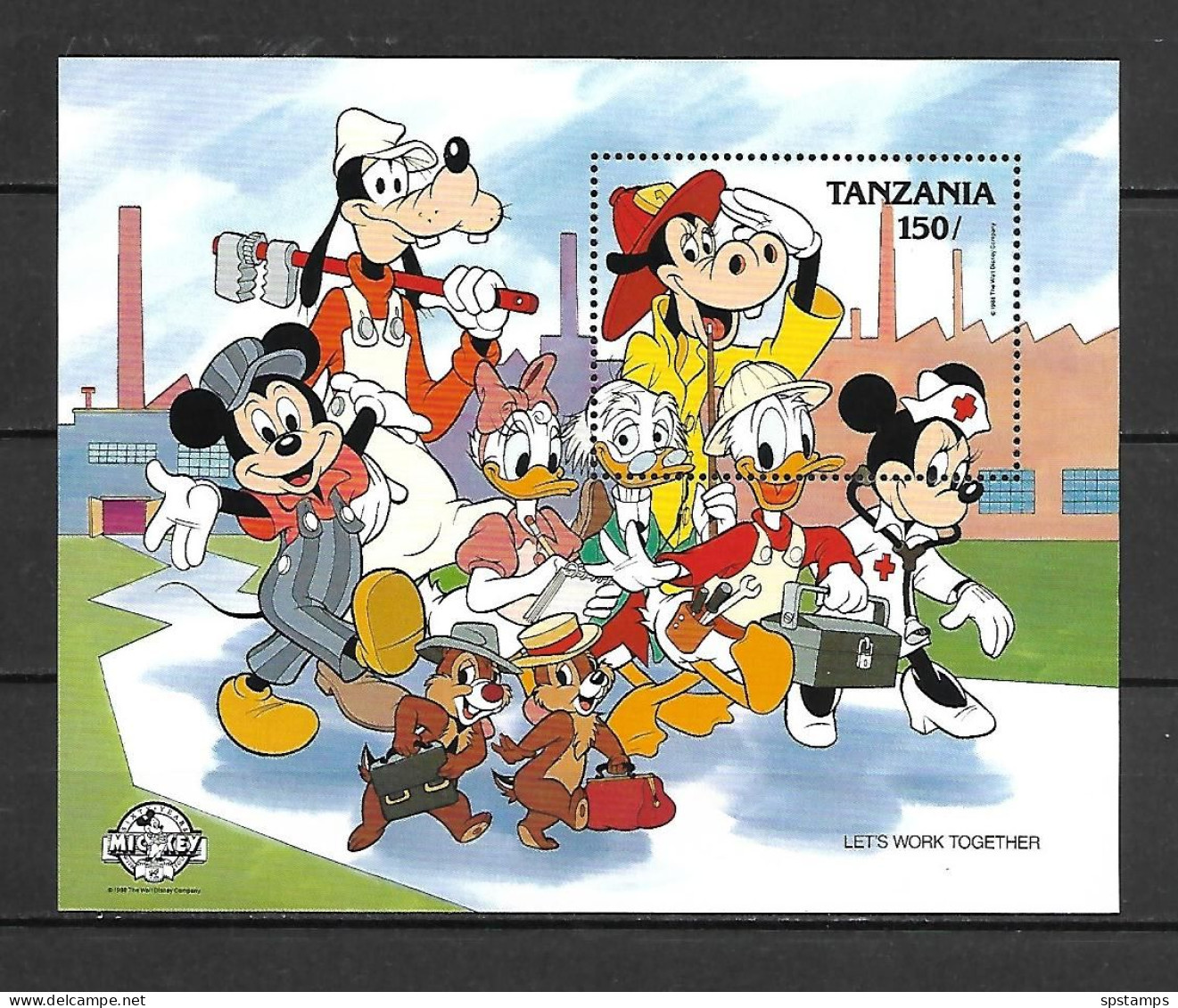 Disney Tanzania 1988 Let's Work Together MS MNH - Disney