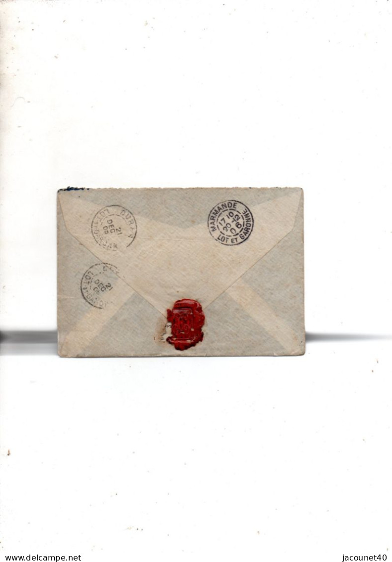 Lettre De Beyssac 19 Ecrite 20/12/1906 Pour Pardaillan 47 Correspondance A L'interieur Voir Verso + Cachet De Cire - Used Stamps