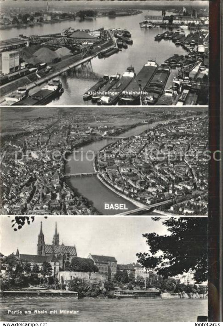 12921512 Basel BS Kleinhueninger Rheinhafen Fliegeraufnahme Rheinpartie Mit Muen - Autres & Non Classés