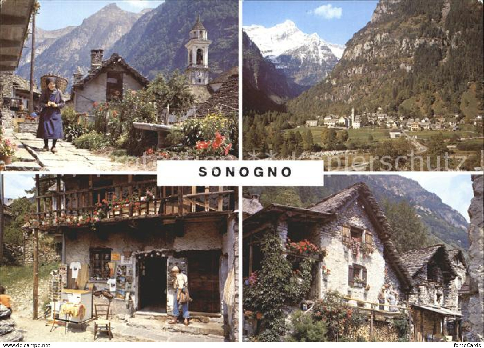 12921483 Sonogno Dorfmotive Kirche Totalansicht Sonogno - Sonstige & Ohne Zuordnung