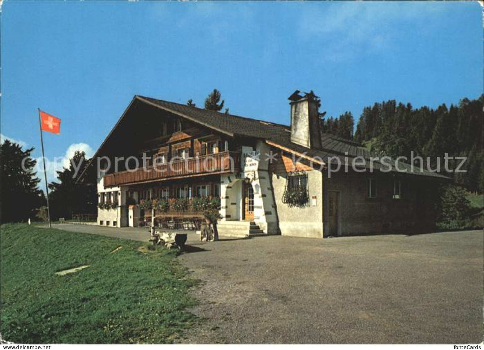 12920884 Chatel-St Denis Auberge Du Lac Des Joncs Schweizer Flagge Chatel-St Den - Autres & Non Classés