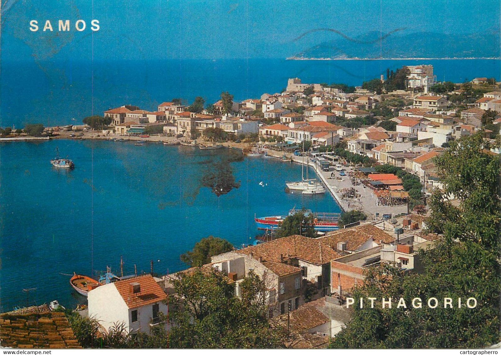 Navigation Sailing Vessels & Boats Themed Postcard Samos Pithagorio Harbour - Sailing Vessels