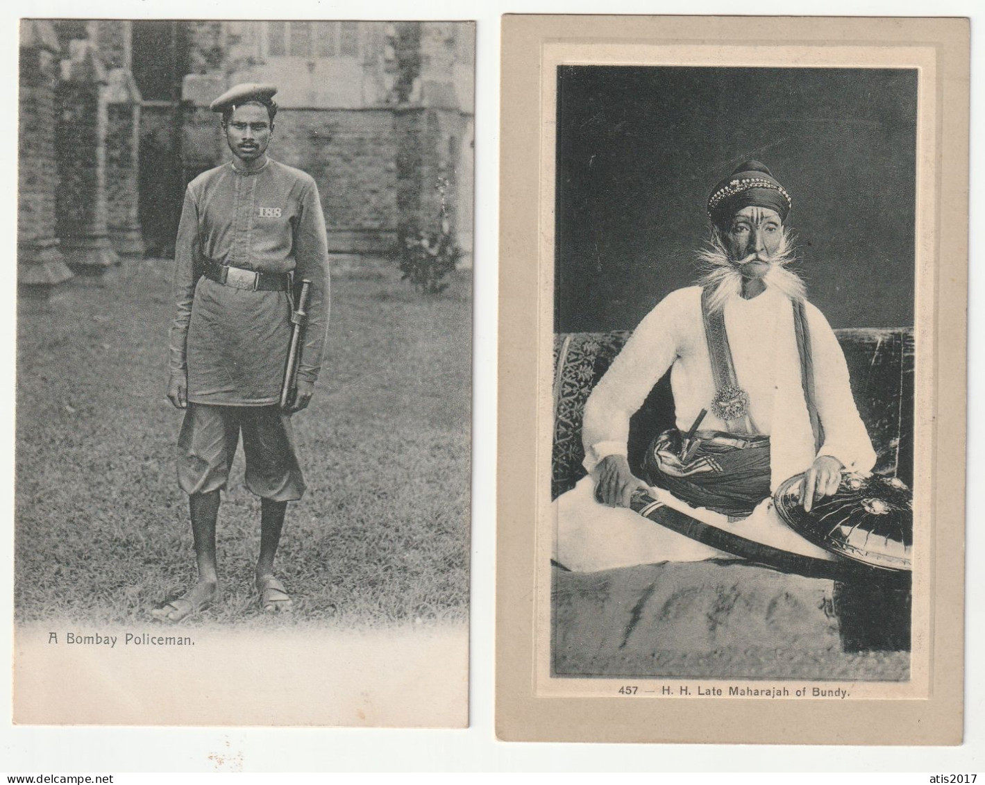 INDIA - 2 Old Pc 1900/10s - A Bombay Policeman & H. H. Late Maharajah Of Bundy - India