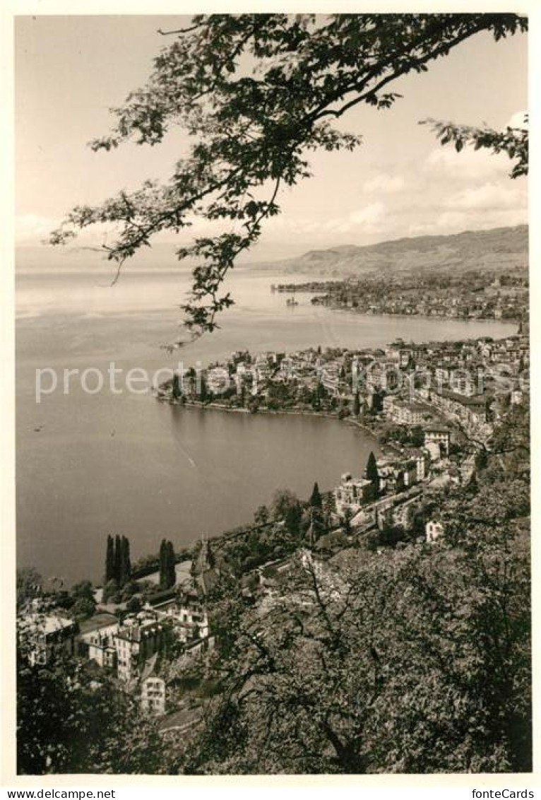 12920393 Montreux VD Fliegeraufnahme Lac Leman Seepartie Montreux - Autres & Non Classés